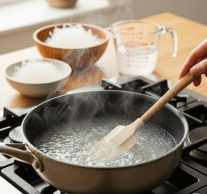 Dissolve agar agar for Coconut Malai Pudding