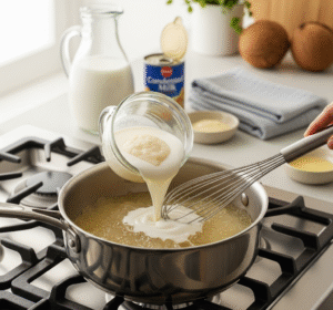 Combine ingredients for Coconut Malai Pudding