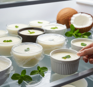 Coconut Malai Pudding should be chill for some time