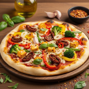 Indo-Italian Garlic Naan Pizza